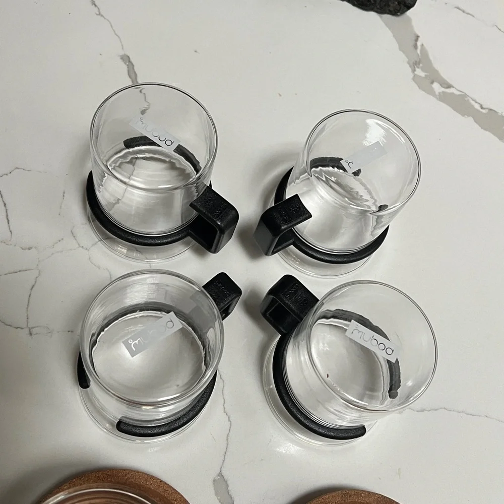 Bodum Bistro Set Creamer and Sugar 4 Espresso 2 Cork Coasters